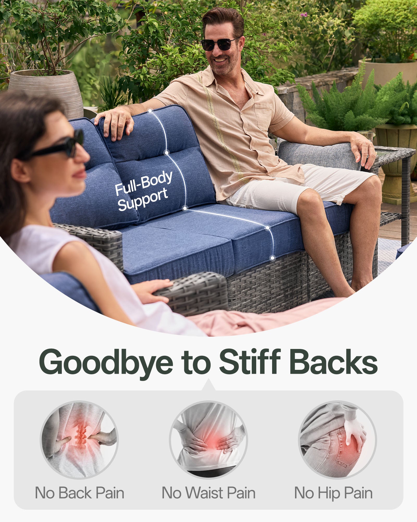 3-Piece Grayline Patio Swivel Glider Chair Set