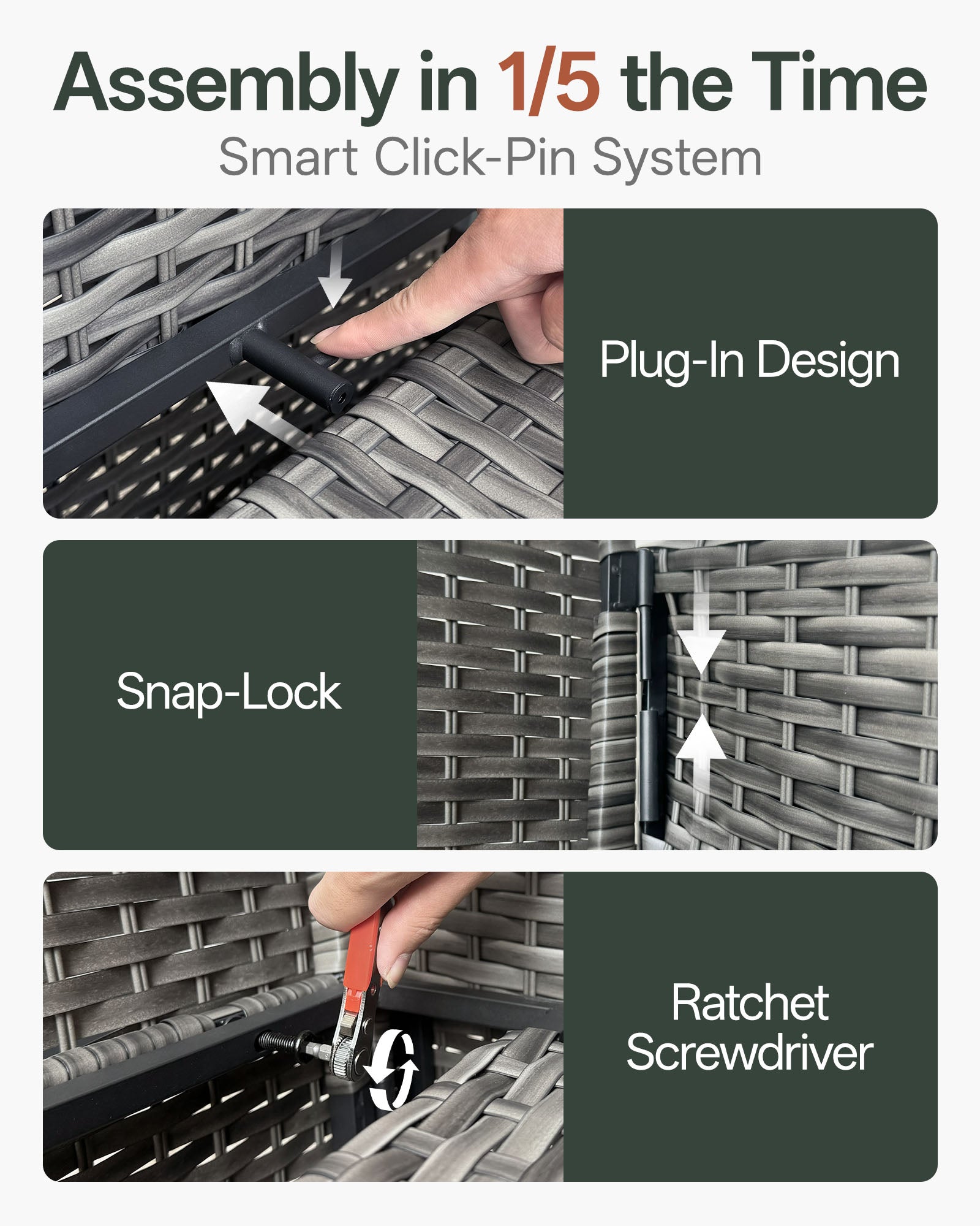 3-Piece Grayline Patio Swivel Glider Chair Set