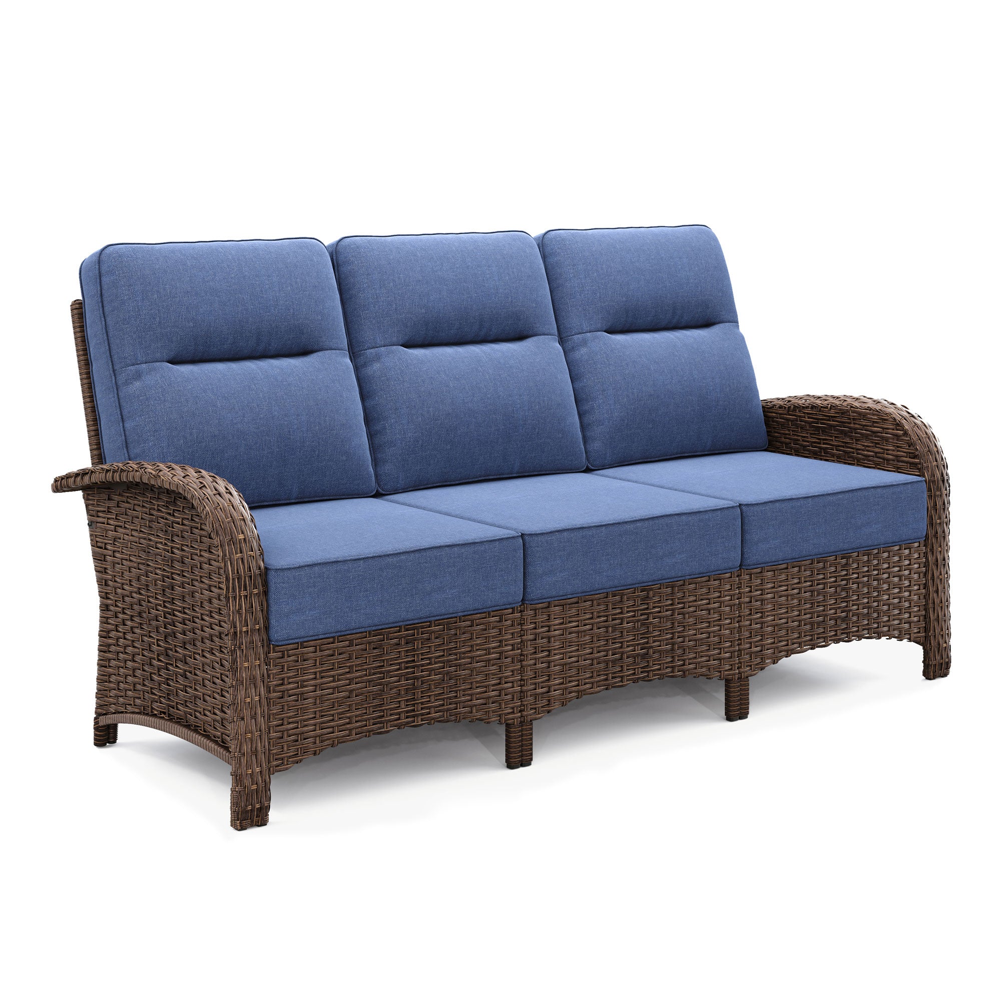 3 Seater Patio Sofa-Blue