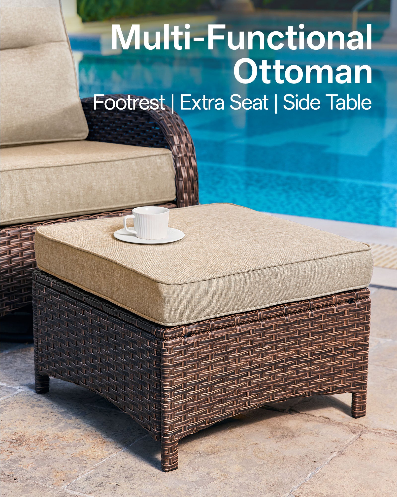 3-Piece Brown Curve Patio Swivel Glider Chair Set