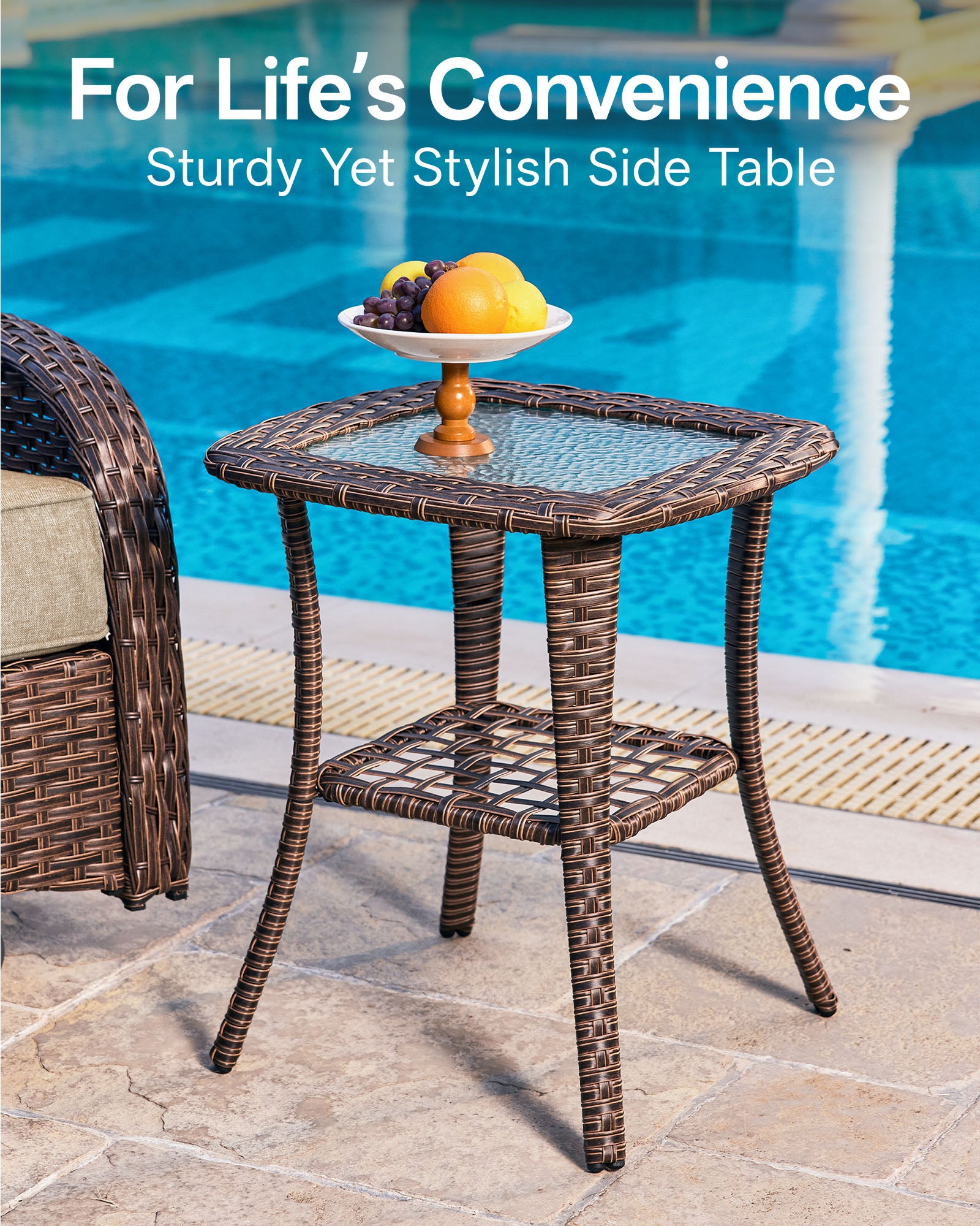 3-Piece Brown Curve Patio Swivel Glider Chair Set