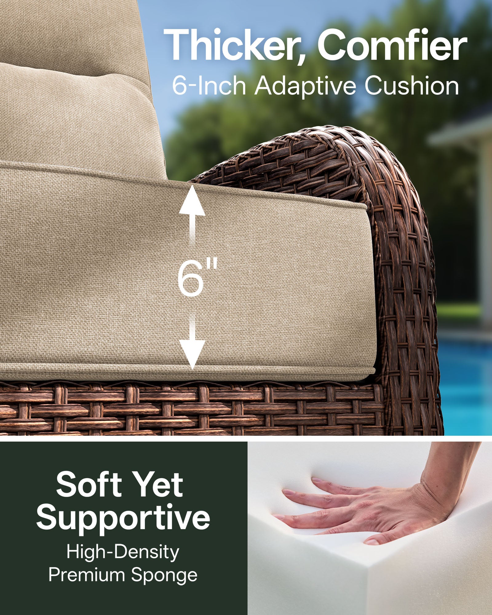 3-Piece Brown Curve Patio Swivel Glider Chair Set