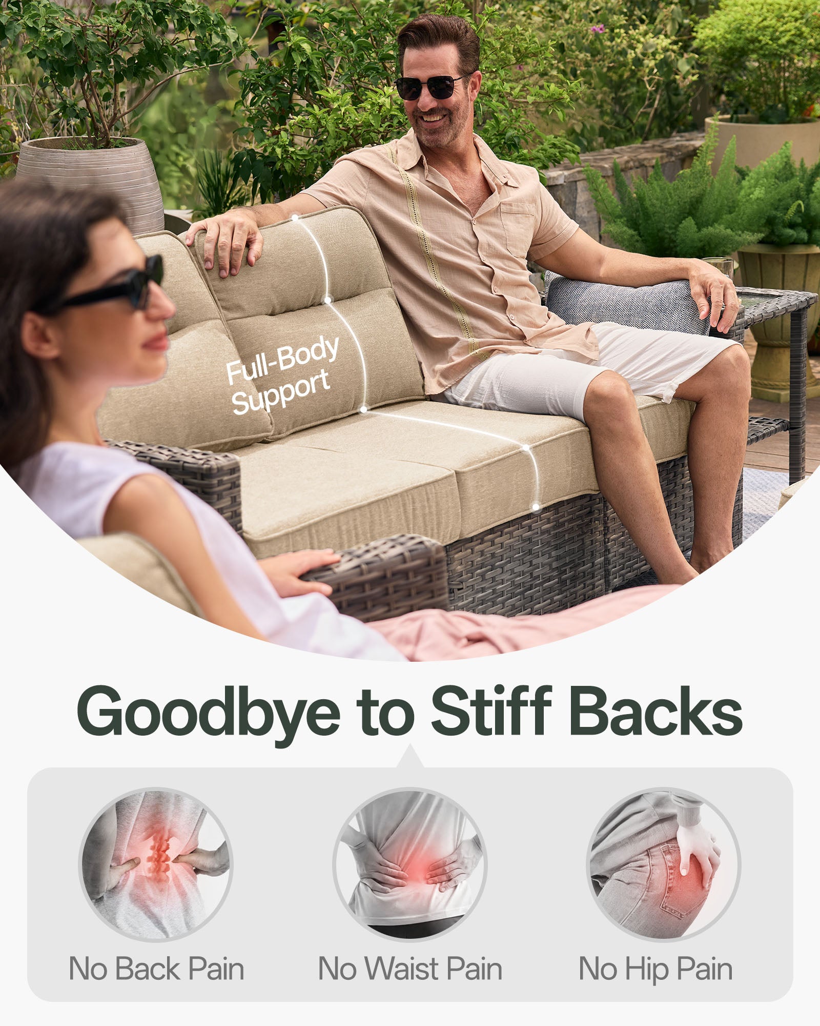 3-Piece Grayline Patio Swivel Glider Chair Set