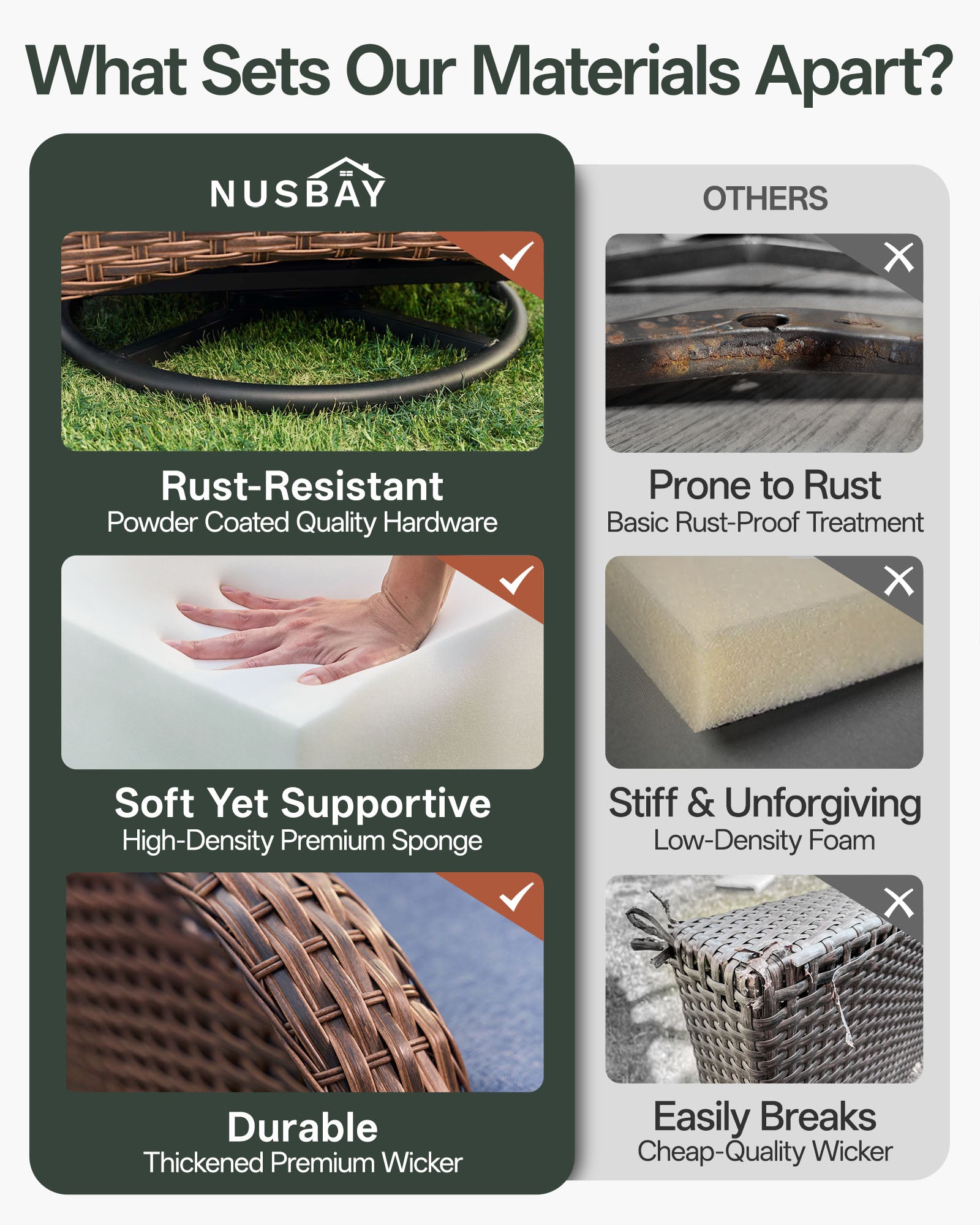 3-Piece Brown Curve Patio Swivel Glider Chair Set