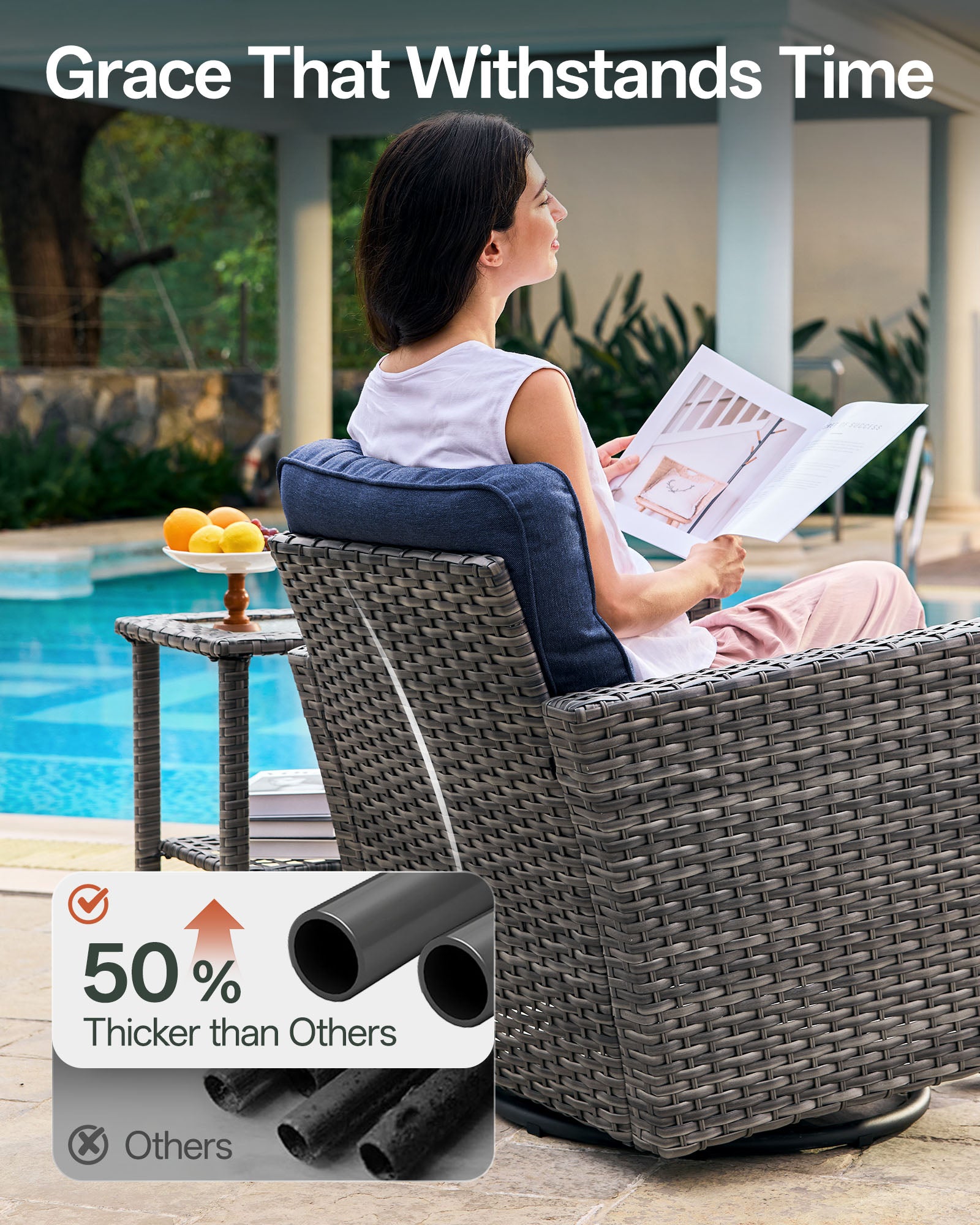 3-Piece Grayline Patio Swivel Glider Chair Set