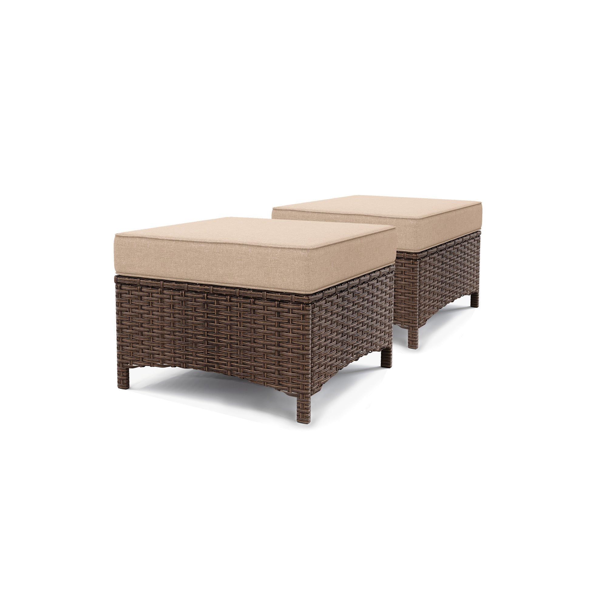 2 Pcs Ottomans-Beige