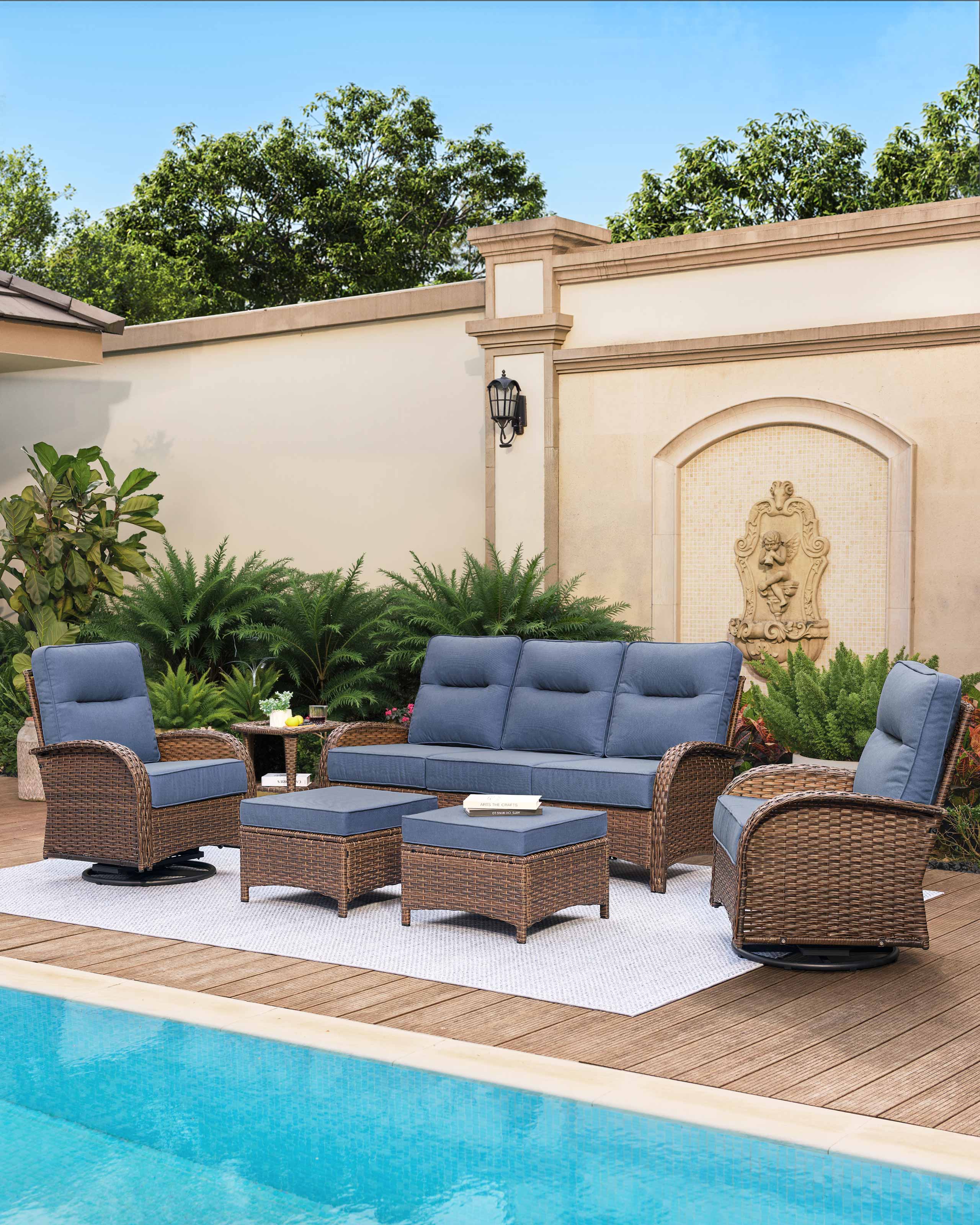 6 PCS Patio Sofa Set-Blue