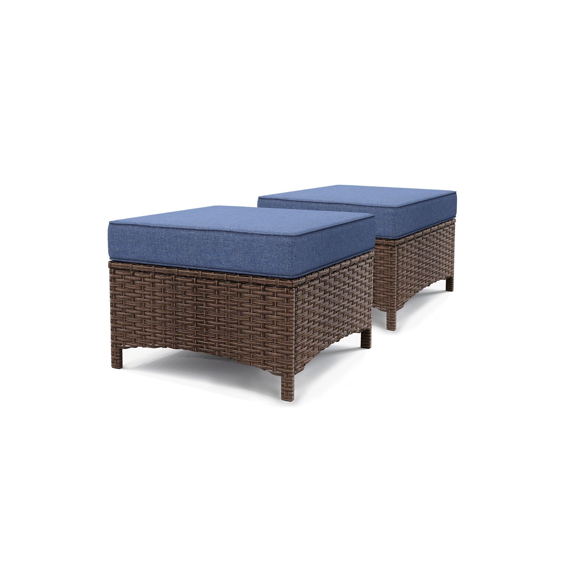 2 Pcs Ottomans-Blue