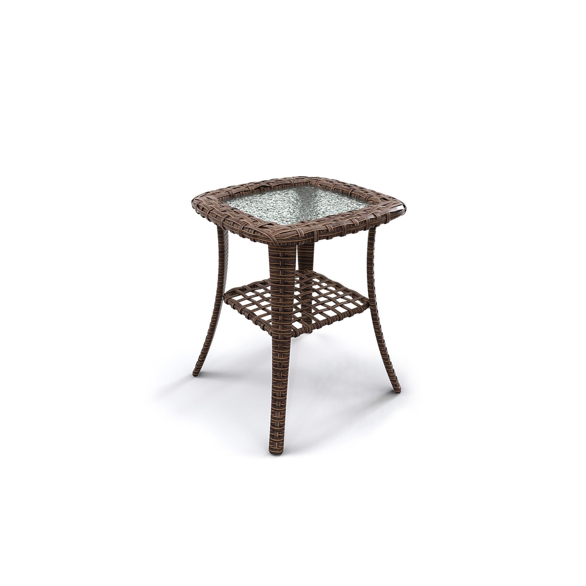 Patio Wicker Side Table-Blue